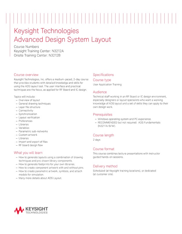 Advanced Design System Layout Pdf Asset Page Keysight